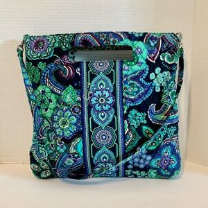 Vera Bradley Holiday Tote Bag Clutch Shoulder Purse Blue Rhapsody Top Handle